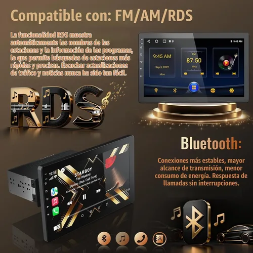 Vista 5 de Haudio Estéreo de coche Android 13 de 10.1 pulgadas con pantalla táctil giratoria, CarPlay inalámbrico y Android Auto, 2G+32G, Single Din, para Ford