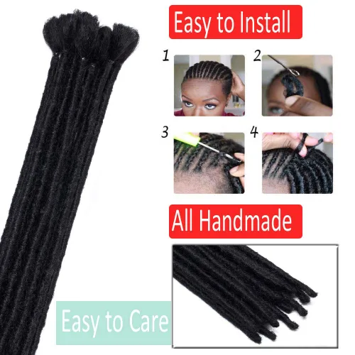 Vista 3 de Extensiones de rastas cortas de 12 pulgadas, 5 hebras, suaves hechas a mano, rastas de ganchillo para hombres, reggae hip-pop, rubio natural Natural