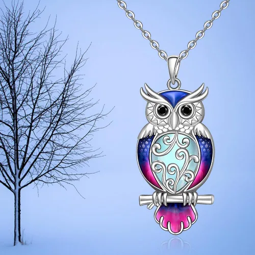 Vista 8 de Flamingo Necklace Halloween Skeleton Cat Necklace Turtle Axolotl Hummingbird Necklaces for Women 925 Sterling Silver Cute Animal Jewelry Christmas