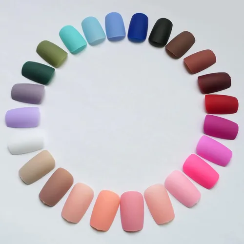 Vista 6 de LoveOurHome 576 uñas cuadradas a presión, uñas postizas medianas con pegamento mate, uñas acrílicas medianas a presión, uñas postizas cuadradas