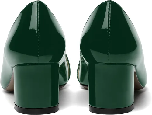Vista 4 de ROSERWISH Vestido de fiesta para mujer, zapatos de tacón bajo grueso y puntiagudo, de 2 pulgadas