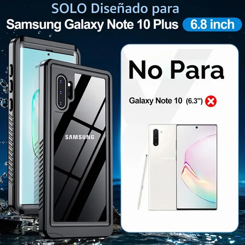 Vista 2 de MOZOTER - Funda impermeable para Samsung Galaxy Note 10 Plus con sonido claro Negro