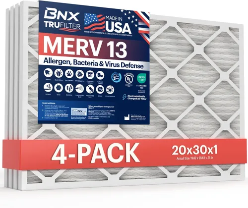Vista 11 de BNX TruFilter 10x24x1 Filtro de aire MERV 13 (paquete de 4) - HECHO EN EE. UU. - Filtros plisados electrostáticos para aire acondicionado HVAC AC