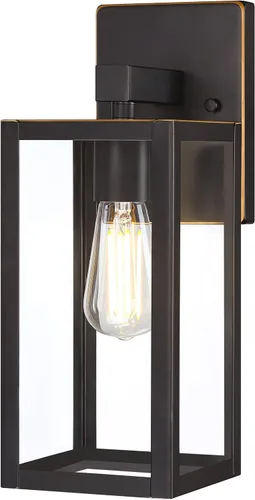 Vista 14 de GRUENLICH Faroles de pared grandes impermeables para exteriores, modernos apliques blancos para porche con pantalla de vidrio transparente, enchufe