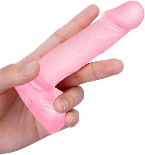 Vista 8 de Consolador pequeño realista de 4 pulgadas, tapón anal para principiantes, consolador anal suave con eje curvado y bolas, juguete sexual