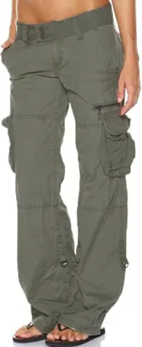 Vista 2 de Pantalones cargo holgados de senderismo para mujer, pantalones casuales Y2K para niñas, pantalones Y2K de cintura alta, pierna ancha, pantalones