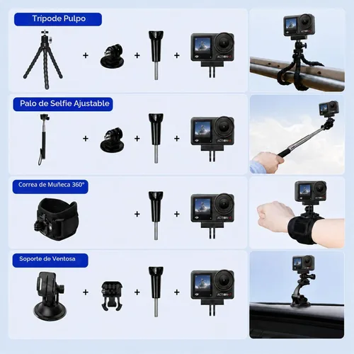 Vista 2 de DJI Osmo Action 4 - Paquete de cámara de acción impermeable, sensor de 1