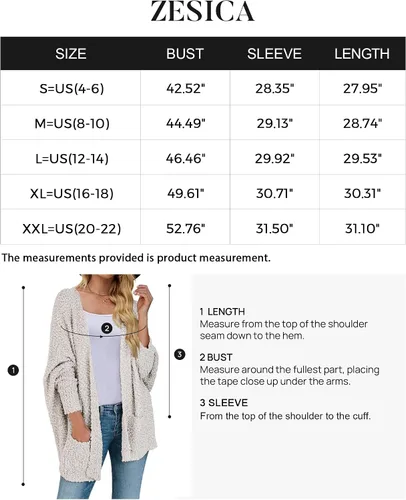 Vista 5 de ZESICA Women's 2024 Fall Winter Popcorn Long Sleeve Open Front Chunky Knit Oversized Cardigan Sweater Coat