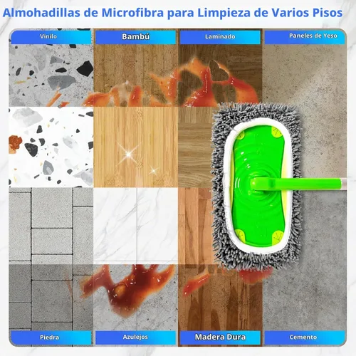 Vista 5 de Reusable Microfiber Mop Pads Compatible with Sweeper Mop,Wet pad Refills Chenille - Gris