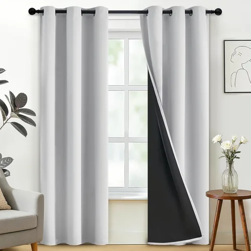 Vista 137 de SimpleHome - Cortinas opacas 100% para recámara, cortinas de ventana con ojales beige, con aislamiento térmico, cortinas de oscurecimiento