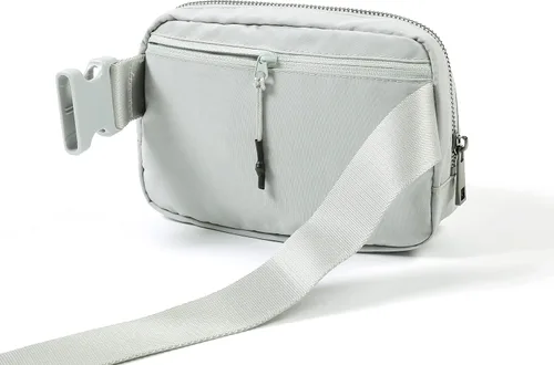 Vista 3 de ODODOS Minicangurera unisex con correa ajustable, para entrenamiento, correr, viajes o senderismo, gris claro3