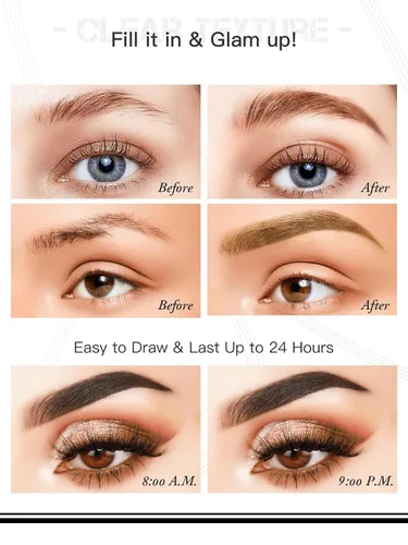 Vista 6 de Lápiz de cejas Microblading, lápiz líquido para cejas micro 4 puntas, lápiz de cejas de larga duración, resistente al agua y a las manchas, #01
