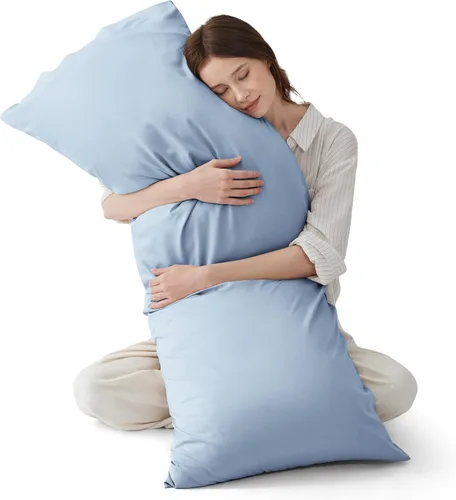 Vista 31 de Bedsure Fundas de almohada de tamaño estándar, fundas de almohada refrescantes, rayón derivado de bambú, color gris oscuro, juego de 2, fundas
