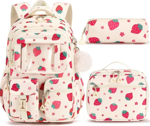 Vista 10 de Fimibuke Mochila infantil para niñas escolares, mochila impermeable con A1. Rosa diamante