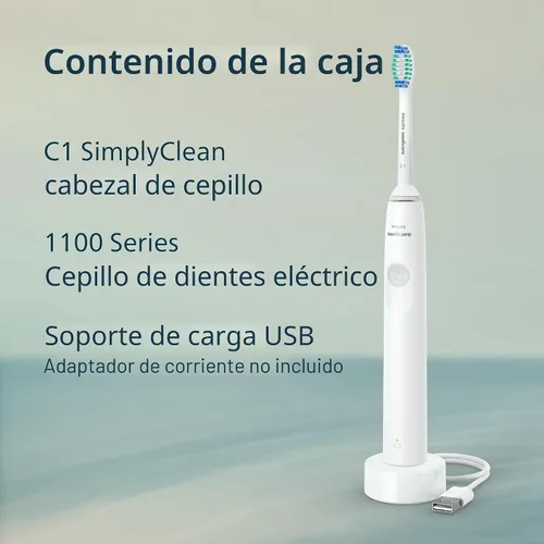 Vista 7 de Philips Sonicare Cepillo de dientes eléctrico serie 1100, cepillo de dientes sónico con tecnología sónica avanzada, EasyStart, Smartimer