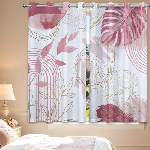 Vista 36 de Cortinas opacas negras y doradas, cortinas modernas de mediados de siglo para dormitorio, sala de estar, 63 pulgadas de largo, juego de 2 paneles