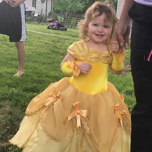 Vista 4 de TYHTYM Deluxe Princess Costumes Little Girls Dress Kids Fancy Gown Cosplay Halloween Party 2-11T