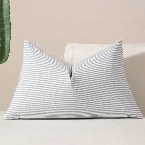 Vista 45 de vctops Fundas de almohada decorativas a cuadros azules de 12 x 20 pulgadas, funda de cojín lumbar de guingán para sofá, dormitorio