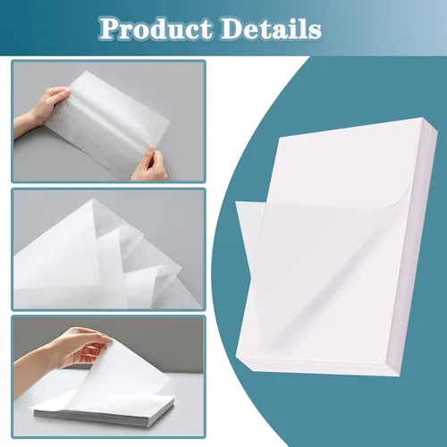 Vista 3 de Papel de calco, papel de dibujo, 250 hojas, papel de transferencia, tamaño A4, 8.3 x 11.7 pulgadas, bloc de papel de calco, blanco, translúcido