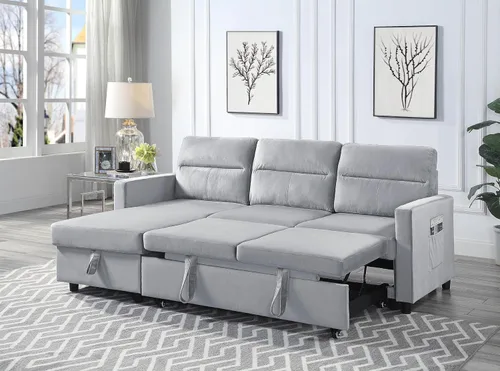 Vista 8 de Lilola Home Ivy - Sofá cama modular reversible de terciopelo de 82 pulgadas con diván de almacenamiento, sofá extraíble en forma de L que ahorra