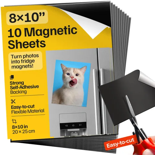 Vista 17 de Hojas magnéticas adhesivas autoadhesivas fuertes 4 piezas (22x28 cm/8.5x11") – Papel magnético personalizable para fotos, imanes adhesivos