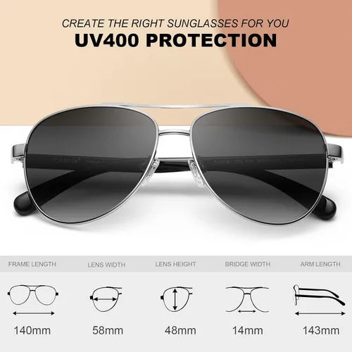 Vista 37 de CARFIA Gafas de sol polarizadas para mujer, protección UV, brazos de acetato, marco de metal, sombras para mujer, CA3216
