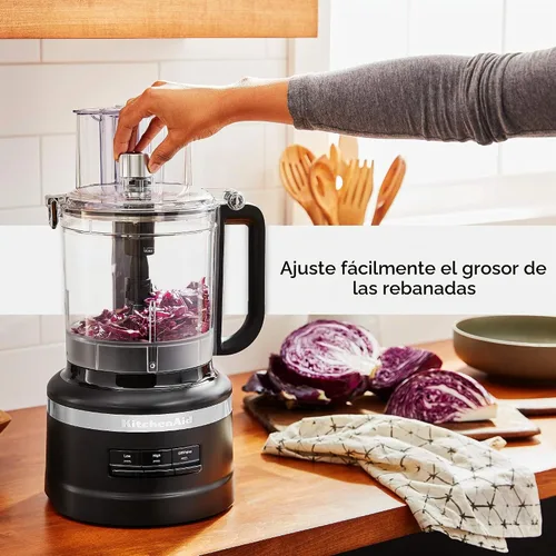 Vista 5 de KitchenAid - Procesador de alimentos de 13 tazas, KFP1318, negro mate All-in-One Storage Solution, Chop, Shred, Knead and Mix. Adjust Slicing