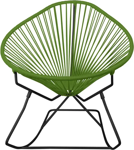 Vista 35 de Innit Designs Acapulco - Silla mecedora con estructura cromada, color turquesa, tejido naranja Verde