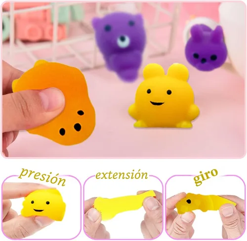 Vista 3 de 150 piezas de juguetes blandos Mochi, juguetes esponjosos Kawaii para aliviar el estrés, mini juguetes esponjosos para fiestas, premios