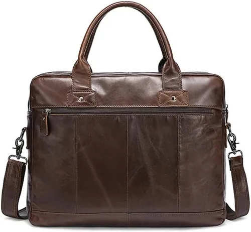 Vista 6 de Ztimi Men's Briefcase Leather Tote Bag Business Travel Laptop Bag Leather Shoulder Messenger Bag