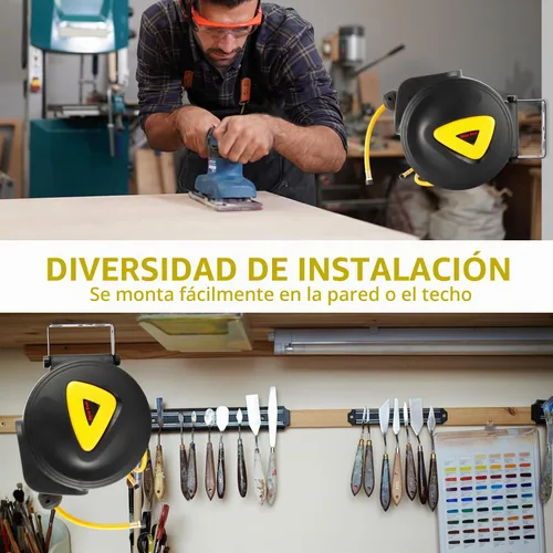 Vista 7 de 8MILELAKE Carrete de manguera de aire retráctil de rebobinado automático para montaje en pared, herramienta para compresor de aire, 33 pies x 5/16