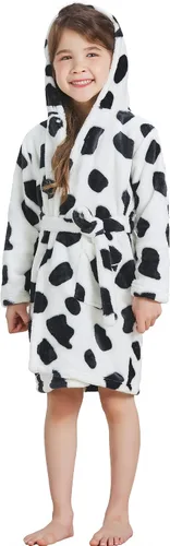 Vista 4 de ECHERY Pijama con capucha para niños y niñas, suave forro polar, unisex, bata de baño