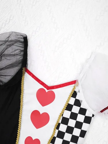 Vista 5 de Disfraz de tutú de malla con estampado de corazones para niñas y niñas, leotardos para fiesta de Halloween