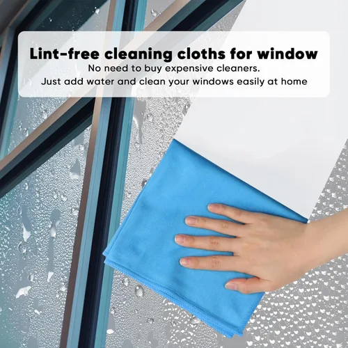 Vista 2 de HOMEXCEL Paños de limpieza de microfibra de vidrio, paquete de 6 unidades, sin pelusa, paño de limpieza mágico de microfibra reutilizable para Azul