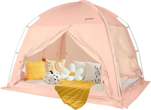 Vista 13 de Carpas de Cama con Dosel - Carpa de Ensueño Privada para Dormir Cómodamente en Interiores, Reductora de Luz y Transpirable, con Carpa de Cama