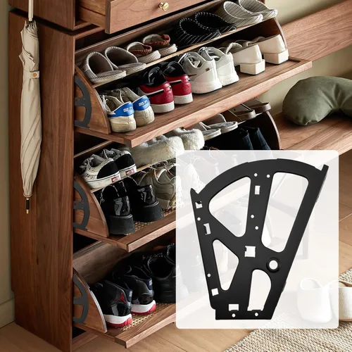 Vista 2 de Antrader 1 par de 2 capas de gabinete con marco abatible para zapatos Turing, negro mate Bisagras de cajón de acero inoxidable, accesorios