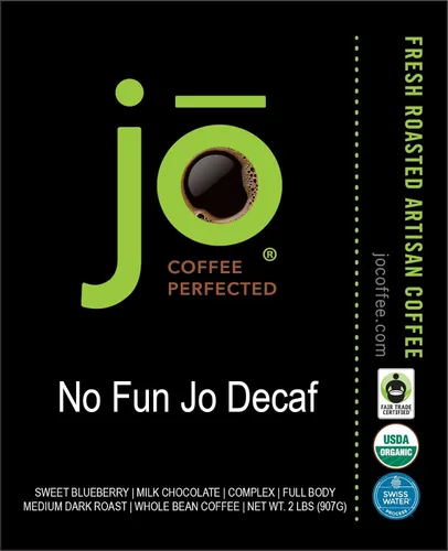 Vista 3 de JO COFFEE: Paquete de café orgánico en grano entero, tostado oscuro francés Wild Jo, proceso de agua suiza descafeinado sin diversión, Jo Espresso
