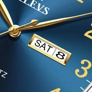 Vista 8 de OLEVS Classic Wrist Watches for Men, Brown Leather Watch Men, Casual Analog Day Date Mens Watches, Black Mens Leather Watch, Dress Quartz Waterproof