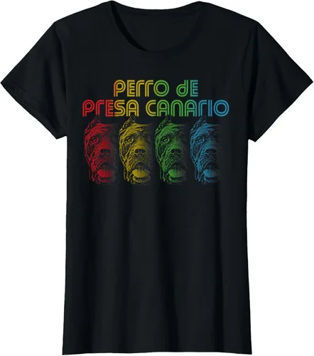 Vista 11 de Cool Retro Groovy Perro De Presa Canario Dog Camiseta para Hombre Mujer Negro