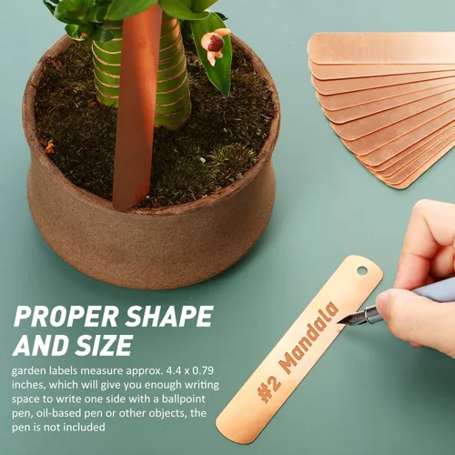 Vista 4 de Hotop 30 etiquetas de cobre para plantas de 4.5 pulgadas, etiquetas de metal para árboles, etiquetas largas para plantas de jardín, impermeables