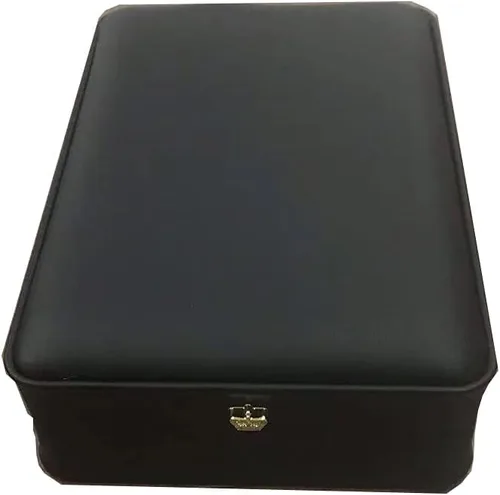 Vista 5 de Conjunto de joyas de boda Caja de cuero premium collar pendiente anillo expositor soporte de almacenamiento (negro)