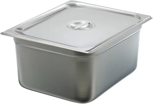 Vista 2 de Tiger Chef Bandeja de mesa de vapor antiatascos de acero inoxidable de calibre 22 de 6 pulgadas 1/2 con tapa