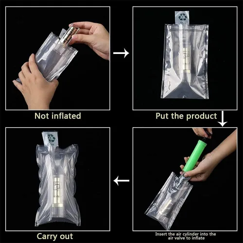 Vista 4 de Bolsas de aire de embalaje, Bolsas protectoras inflables de plástico transparente, Bolsas de embalaje inflables de aire, 50 piezas, 6 x 6 pulgadas