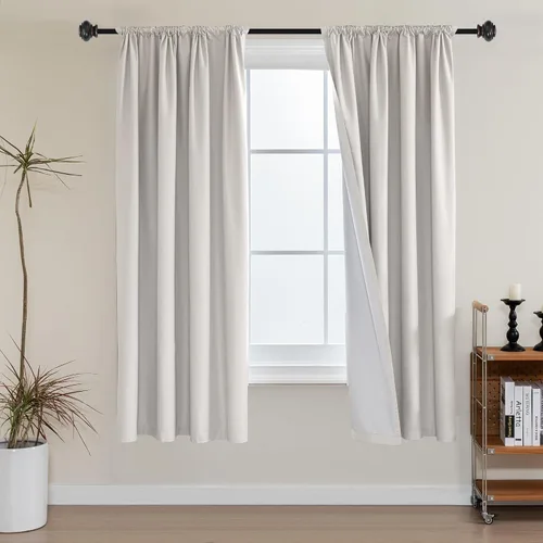 Vista 37 de H.VERSAILTEX Cortinas 100% de opacidad para cocina, con aislamiento térmico, cortinas opacas completas con forro blanco, cortinas de eficiencia