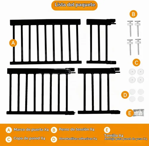 Vista 7 de Puerta para Perros, SHYUJAJIE Puerta Corta Ajustable Extra Ancha para Perros, Puerta Pequeña para Mascotas con 4 Kits de Extensión, Montada a Negro