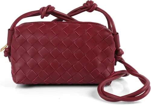 Vista 7 de Woven Crossbody Bag For Women Vegan Leather Purses Handwoven Shoulder Bag Zip Closure