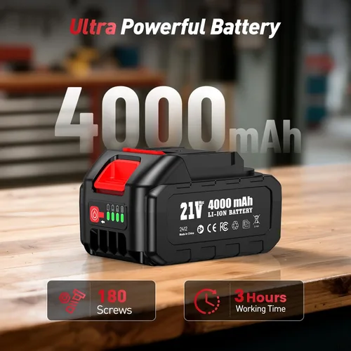 Vista 3 de Llave de impacto inalámbrica de 3/8 pulgada, pistola de impacto eléctrica de 450 N.m/ 330 Ft-lbs con motor sin escobillas, batería de 4000 mAh