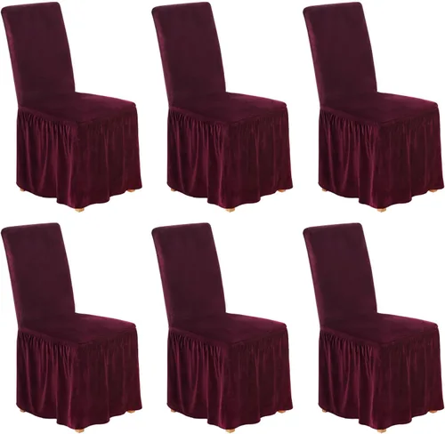 Vista 21 de NICEEC Fundas de silla de elastano para sillas de comedor, juego de 2 fundas de silla de comedor extraíbles con falda, fundas para sillas Parson