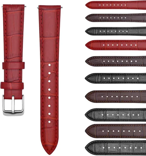 Vista 6 de GREENYMOONY Correa de repuesto de cuero de liberación rápida, pulsera de cuero genuino para hombre, ancho de 0.551in, 0.630in, 0.787in, 0.866in