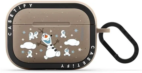 Vista 25 de CASETiFY AirPods Pro (1ª/2ª Gen) Estuche Bounce con Anillo [Colaboración Frozen] - Copo de Nieve de Anna - Taupe Mate